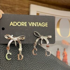 Dior Silver and Gold Bow Earrings